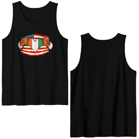 Ivorians Who Live in America Ivory Coast Flag Double Sided Tank Tops