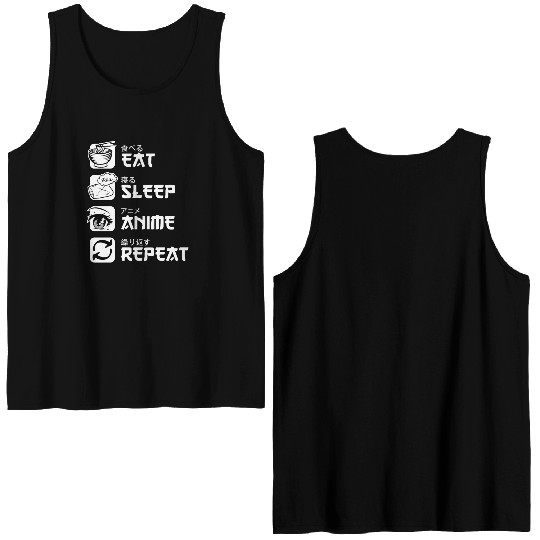 Eat Sleep Anime Repeat Japan Manga Double Sided Tank Tops