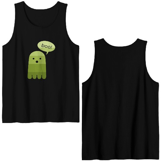 Army Green Boo Ghost Halloween Double Sided Tank Tops