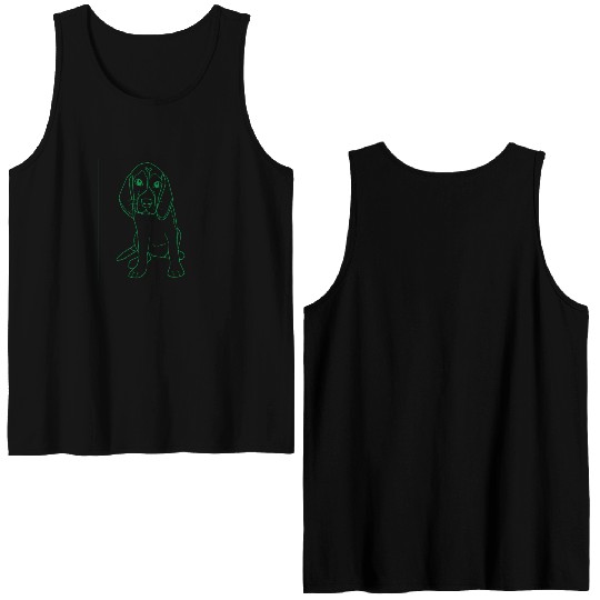Beagle Dog Green Double Sided Tank Tops