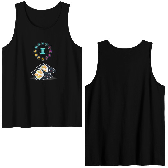 Japanese Sushi Funny Gemini Zodiac Sushi Lover Pun Double Sided Tank Tops