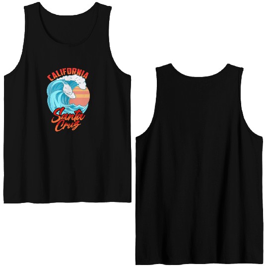 Santa Cruz California Waves Surf Beach Double Sided Tank Tops