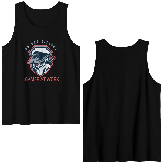 Do Not Disturb Gamer At Work-Gaming Lover Double Sided Tank Tops
