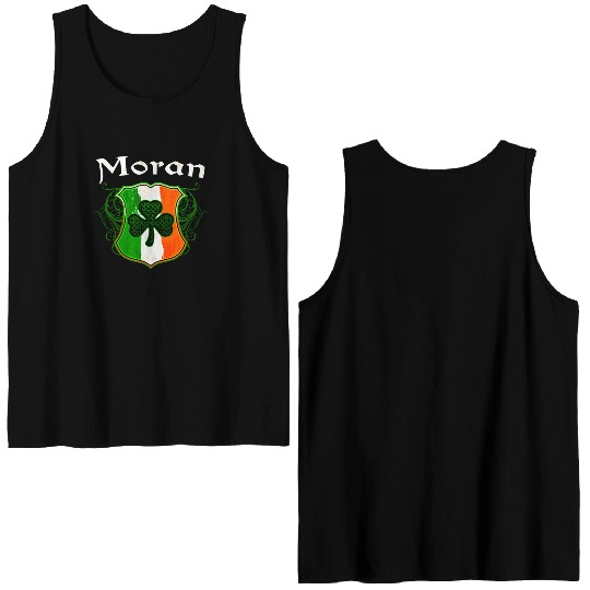 Moran Irish Surname Ireland Flag Shield Shamrock Double Sided Tank Tops
