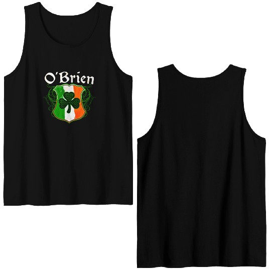 O'Brien Irish Surname Ireland Flag Shield Shamrock Double Sided Tank Tops