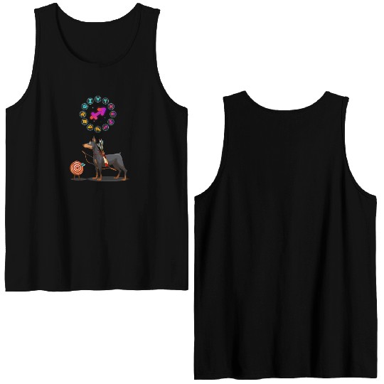 Funny Dog Lover Horoscope Sagittarius Zodiac Sign Double Sided Tank Tops