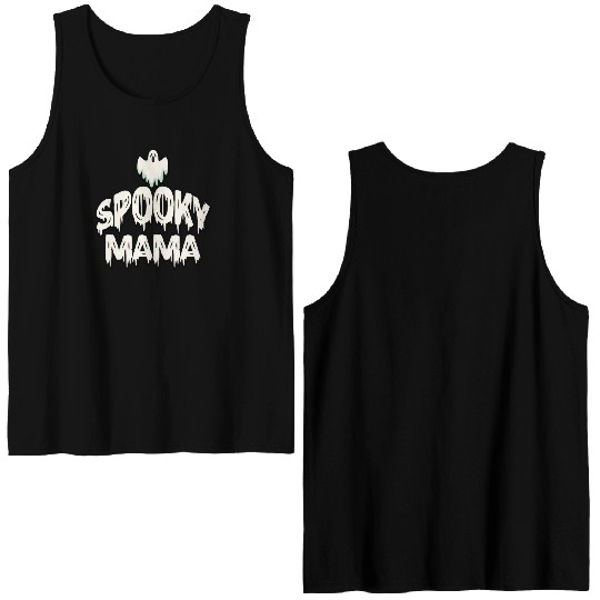 Spooky Mama Halloween Ghost Mom Double Sided Tank Tops