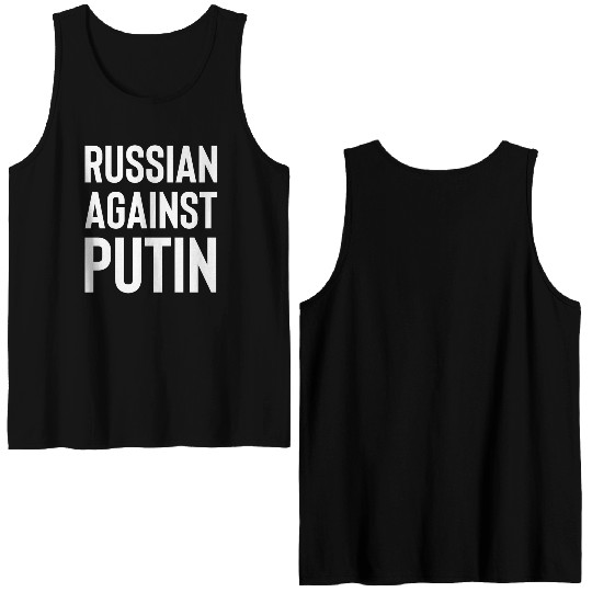 Russian against Putin white Double Sided Tank Tops