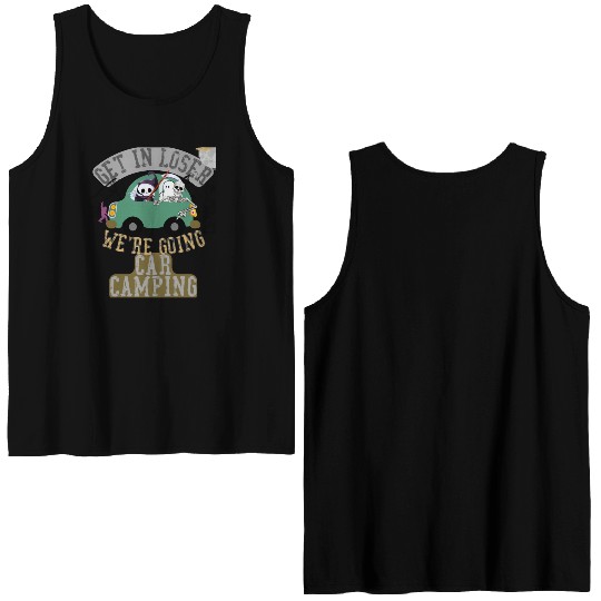 Get in loser we're going car camping Double Sided Tank Tops