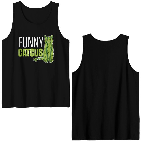 Funny Catcus Cat Mom Gift Double Sided Tank Tops