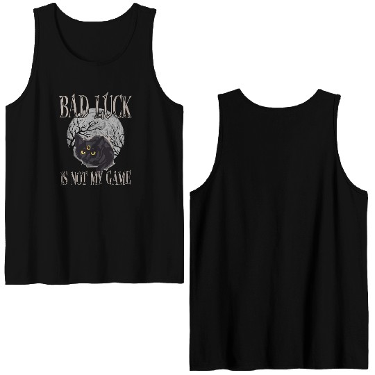 Bad Luck Is Not My Game Goth Black Cat Gothic Double Sided Tank Tops