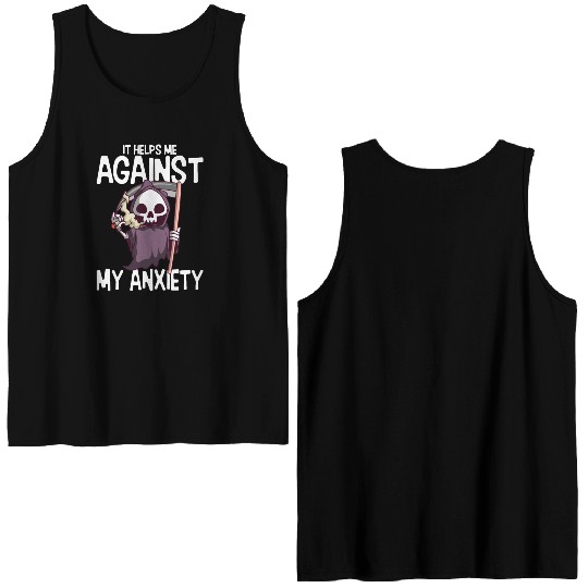 Against My Anxiety Smoking Marijuana Weed Double Sided Tank Tops