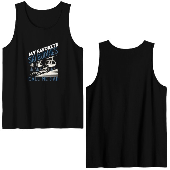 Skiing Dad Skier Father Gift Double Sided Tank Tops