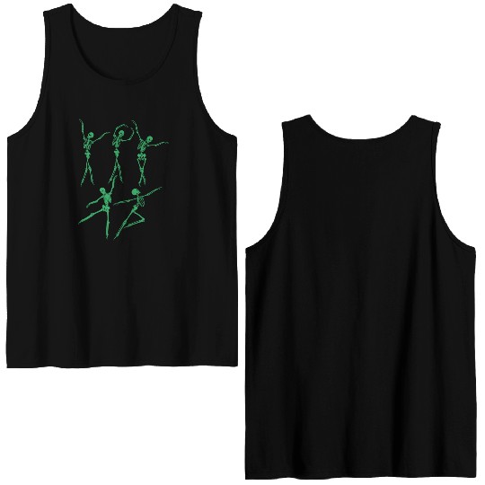 Green Dancing Skeleton Double Sided Tank Tops