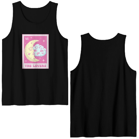 Coquette Aesthetic Pink Tarot Card The Lovers Double Sided Tank Tops