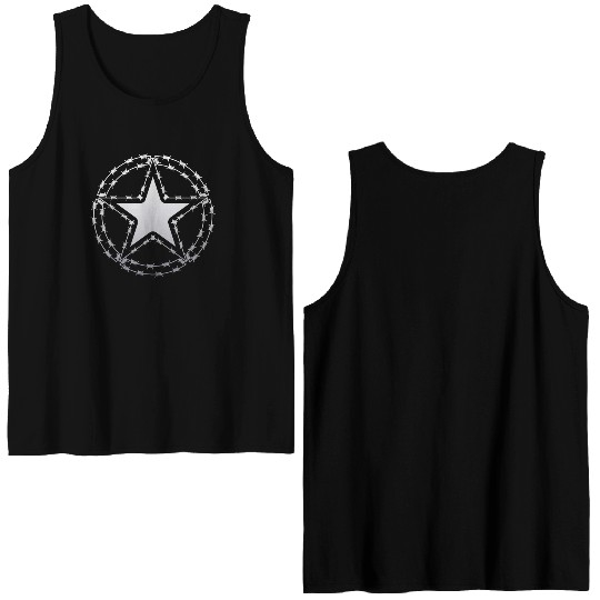 Barbed Wire US Army Star Double Sided Tank Tops