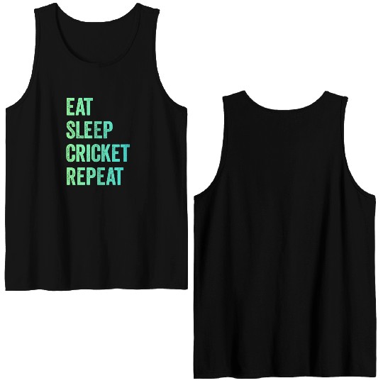 Eat sleep cricket repeat | Cricket Lover Double Sided Tank Tops