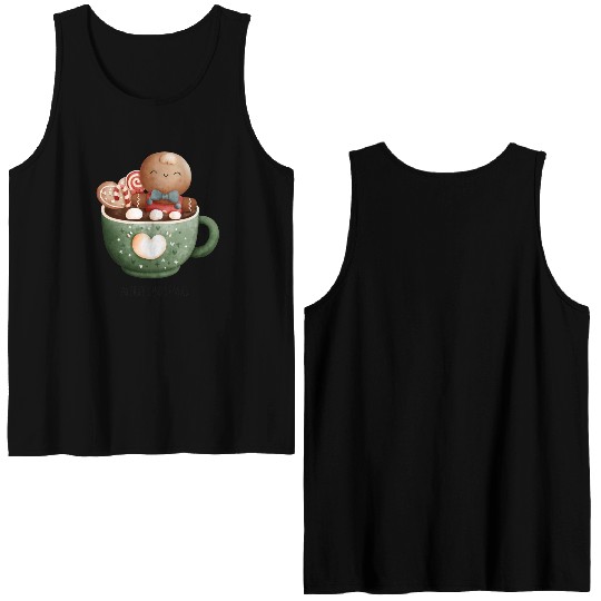 Christmas Gingerbread Graphic Double Sided Tank Tops