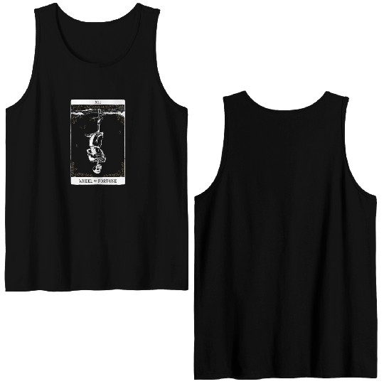 Wheel of Fortune Tarot Card Occult Goth Halloween Double Sided Tank Tops