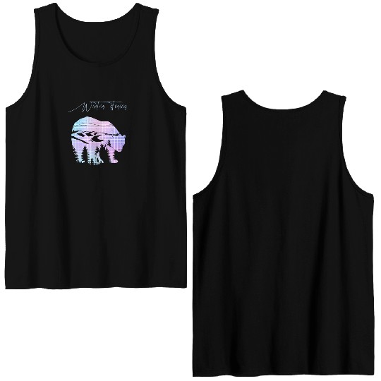 Winter stories Bear Trees Pastel Rainbow Double Sided Tank Tops