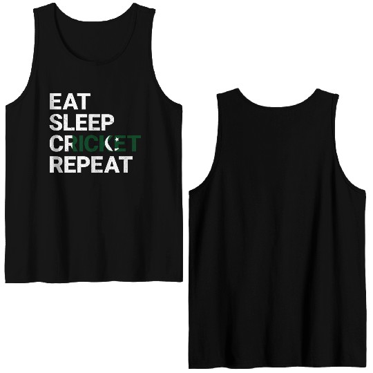 Eat Sleep Cricket Repeat PK Flag Sports Gift Double Sided Tank Tops