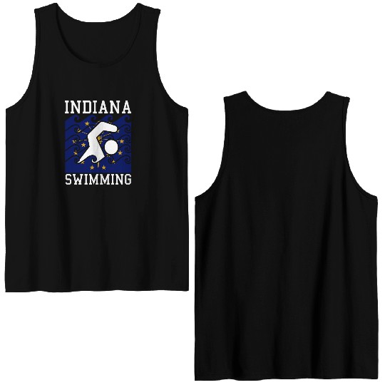 Indiana Flag Swimming Team Swim Swimmer US State Double Sided Tank Tops