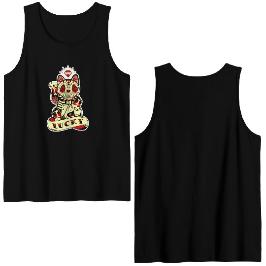 lucky cat Skull Candy Double Sided Tank Tops
