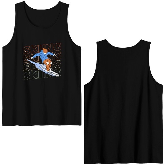 Skiing Alps Mountains Skis Double Sided Tank Tops