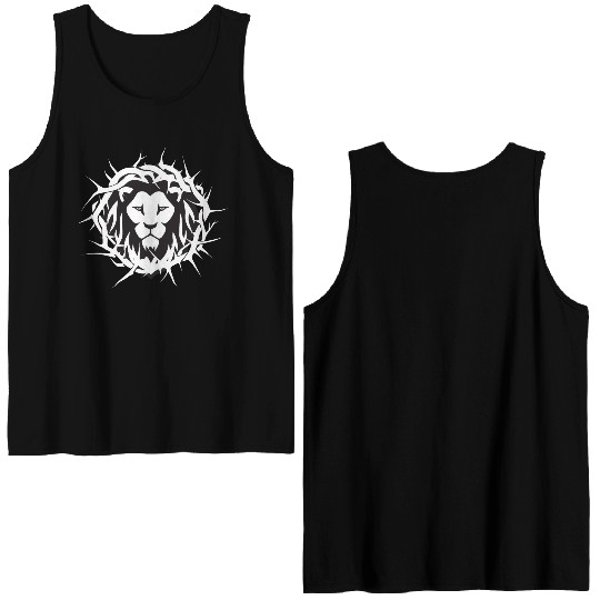 Lion of Judah With A Crown of Thorns Christian Double Sided Tank Tops