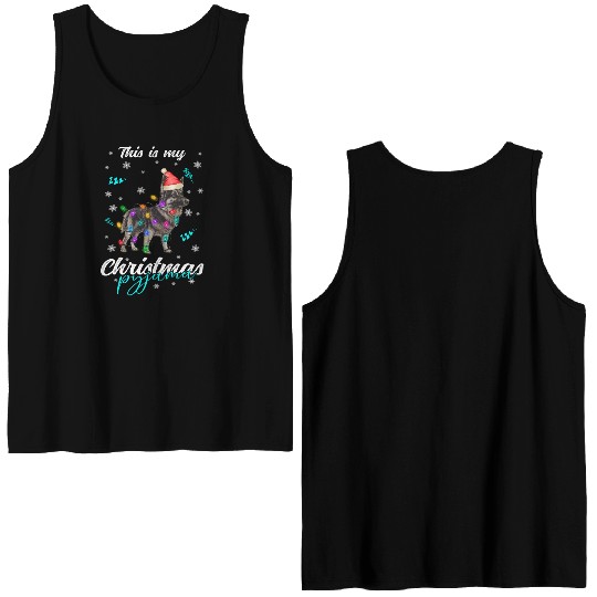Winter Christmas Pyjama German Shepherd Dog Double Sided Tank Tops