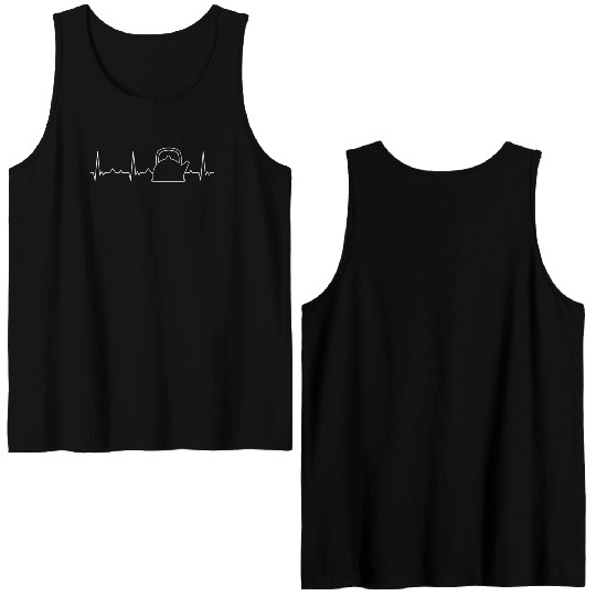 Kettle Tea. Heart. Love. EKG. Pulse. Beat. Double Sided Tank Tops