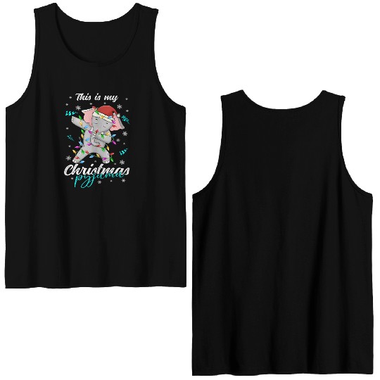 Winter Christmas Pyjama Elephant Double Sided Tank Tops