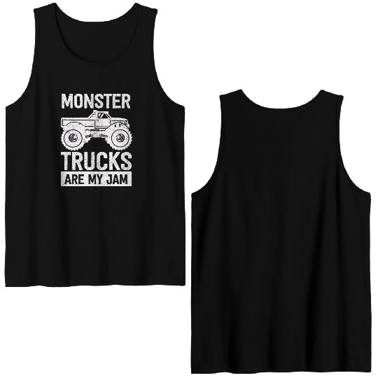 Monster Trucks Are My Jam Vintage Retro Double Sided Tank Tops