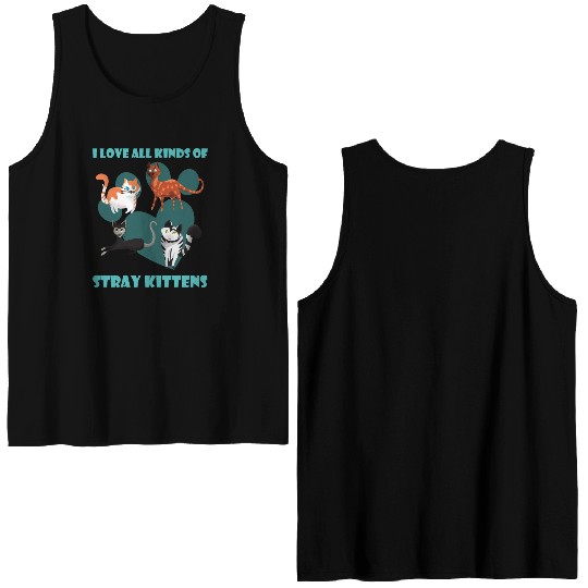 I love all kinds of stray cats stray kitten rescue Double Sided Tank Tops