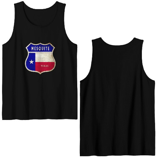 Mesquite Texas Crest Flag Design Double Sided Tank Tops