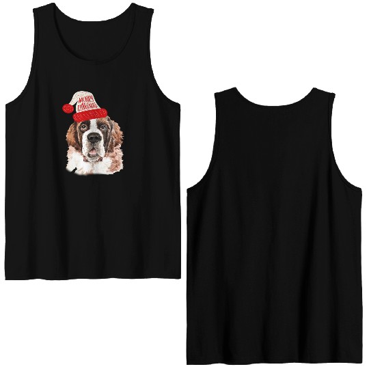 Black Base Saint Bernard Christmas Gift for Dog Double Sided Tank Tops