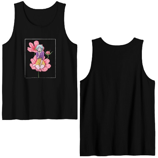Bloomcore Aesthetic Anime Girl Flowers Cottagecore Double Sided Tank Tops