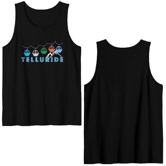 Colorado Ski Mountain Gondola Telluride Double Sided Tank Tops