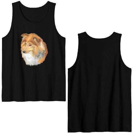 Cute Sheltie Dog Watercolor Painting Double Sided Tank Tops