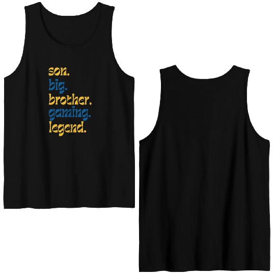 SON BROTHER GAMING LEGEND for gamer typography Double Sided Tank Tops