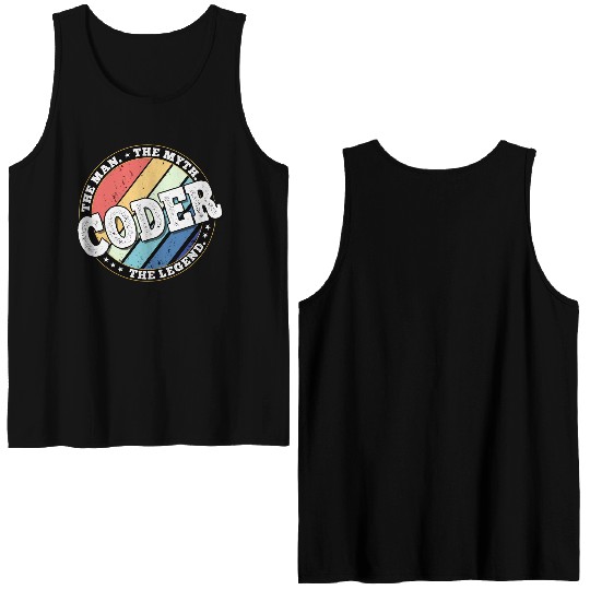 Coder. The man. The myth. The legend. Double Sided Tank Tops
