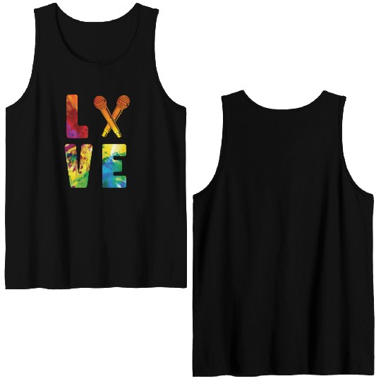 Karaoke Singer Microphone Vocalist Double Sided Tank Tops