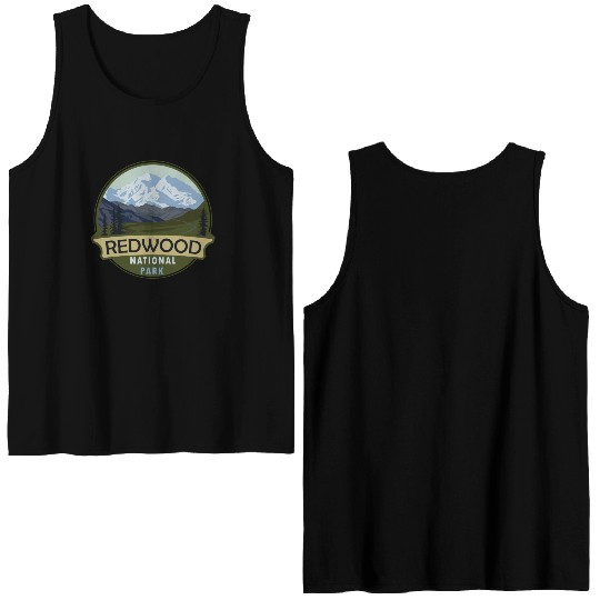Cool Vintage Retro Redwood National Park Mountain Double Sided Tank Tops