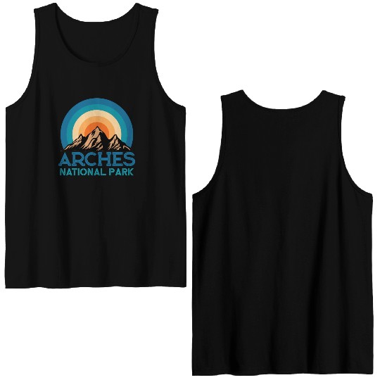 Cool Vintage Retro Arches National Park Mountain Double Sided Tank Tops