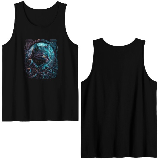 Midnight Kitty Double Sided Tank Tops