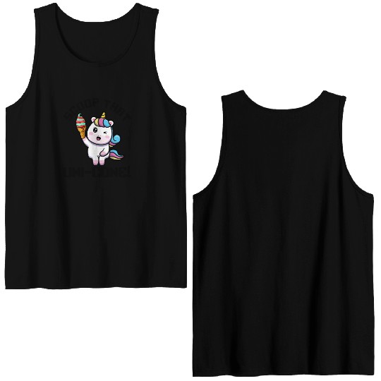 Rainbow Cute Unicorn Ice Cream Lover Mythical Double Sided Tank Tops