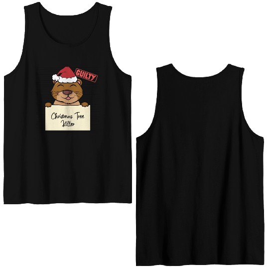 Sea otter christmas funny prison Double Sided Tank Tops