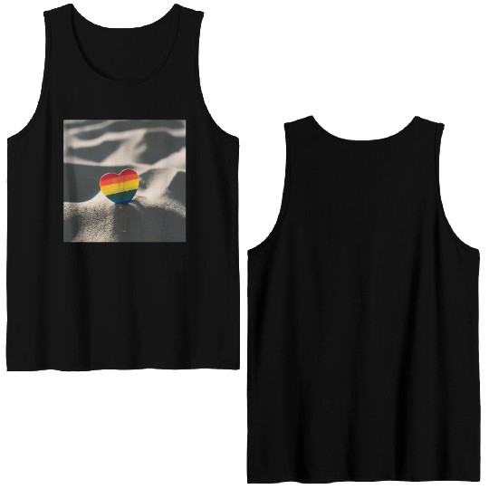 LGBTQ Pride Love Heart in Sand Double Sided Tank Tops