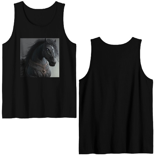 Chaos fantasy beast black horse Double Sided Tank Tops