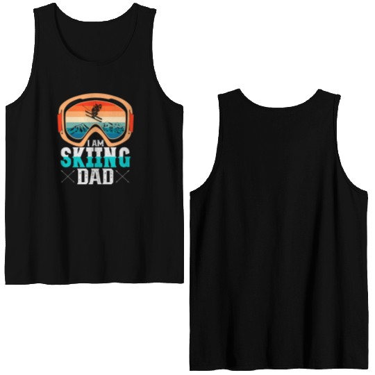 I AM SKIING DAD Funny dad Double Sided Tank Tops